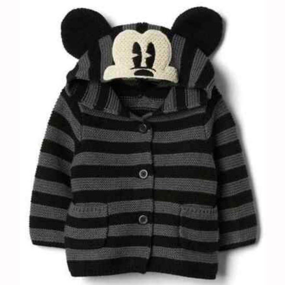 Baby Gap NWT Mickey Mouse Garter Hoody Sweater 0-3 Months